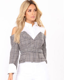 ROMORS COLD SHOULDER TOP - BLACK