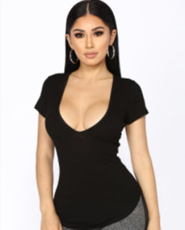 LENORE DEEP V TEE - BLACK